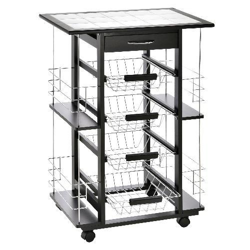 HOMCOM-Carrello-da-Cucina-Salvaspazio-con-1-Cassetto-4-Cesti-Estraibili-4-Ripiani-Legno-di-Pino-e-Metallo-57x37x83cm