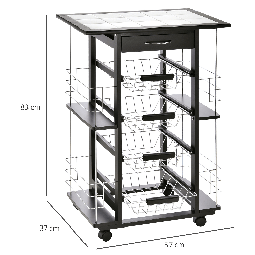 HOMCOM-Carrello-da-Cucina-Salvaspazio-con-1-Cassetto-4-Cesti-Estraibili-4-Ripiani-Legno-di-Pino-e-Metallo-57x37x83cm