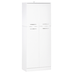 HOMCOM Mobile Dispensa Multiuso con 2 Armadietti e Mensole Regolabili, Legno Truciolare, 59x31x155cm, Bianco