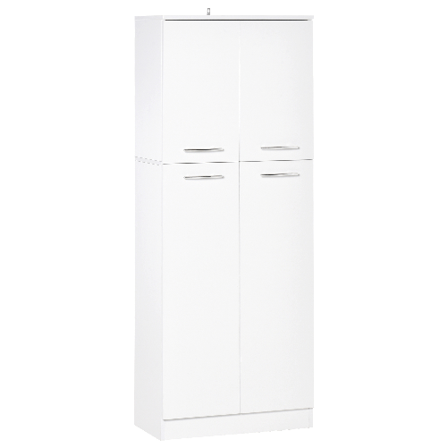 HOMCOM-Mobile-Dispensa-Multiuso-con-2-Armadietti-e-Mensole-Regolabili-Legno-Truciolare-59x31x155cm-Bianco