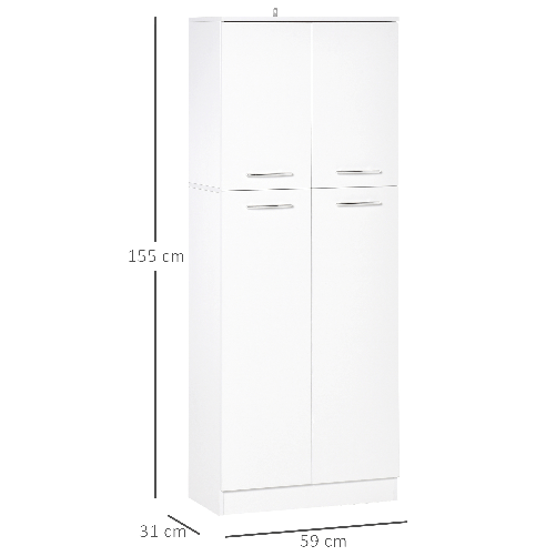 HOMCOM-Mobile-Dispensa-Multiuso-con-2-Armadietti-e-Mensole-Regolabili-Legno-Truciolare-59x31x155cm-Bianco
