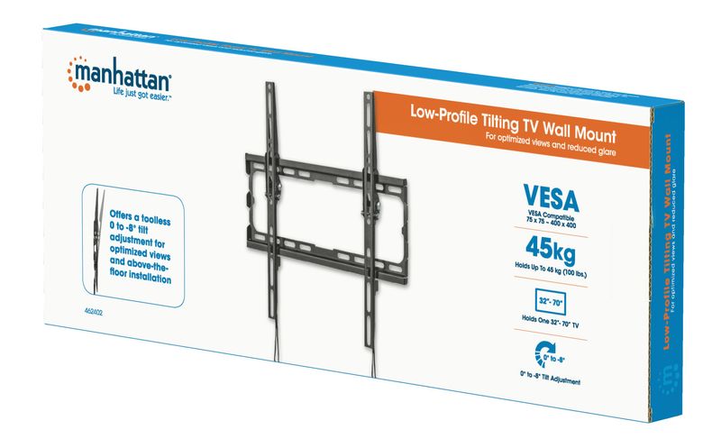 Manhattan-462402-Supporto-TV-a-parete-1778-cm-70-Nero--TV-MONITOR-WALL-MOUNT-TILT----32-55IN-VESA-TO-400X400MM-35KG-