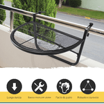 Outsunny-Tavolino-da-Appendere-alla-Ringhiera-del-Balcone-Regolabile-in-Altezza-Ferro-Nero-60x45x50-cm