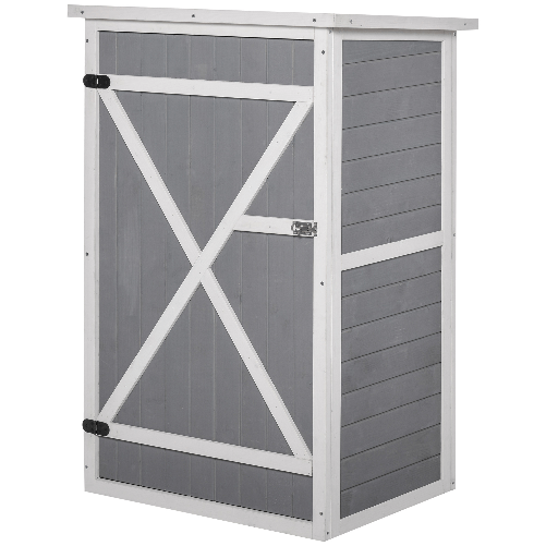 Outsunny Casetta in Legno da Giardino con 2 Ante, Armadio da Esterno Porta  Attrezzi da Giardino con Tetto Apribile, 74×43×88cm