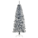 HOMCOM Albero di Natale Artificiale Alto 150cm con 408 Rami, Albero di Natale Slim con Base Rimovibile, in PET e Acciaio, Argento