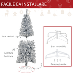 HOMCOM-Albero-di-Natale-Artificiale-Alto-150cm-con-408-Rami-Albero-di-Natale-Slim-con-Base-Rimovibile-in-PET-e-Acciaio-Argento