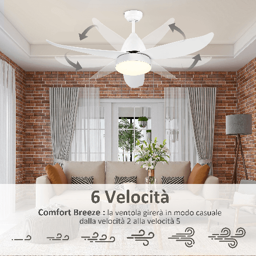 HOMCOM-Ventilatore-da-Soffitto-3-Lame-con-Luce-LED-e-Telecomando-Incluso-6-Velocita-per-Interni-Φ122x45cm-Bianco