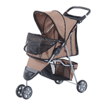 PawHut Passeggino per Cani Pieghevole Carrello per Animali Domestici Carrello Carrozzina Caffè 75 x 45 x 97cm