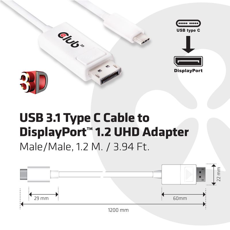 Adattatore-USB-3.1-C-DP-S-S-Club-3D-12-m-UHD