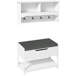 HOMCOM-Mobile-Appendiabiti-a-Muro-con-Panca-Scarpiera-per-Ingresso-e-Corridoio-80x20x40-cm-Bianco