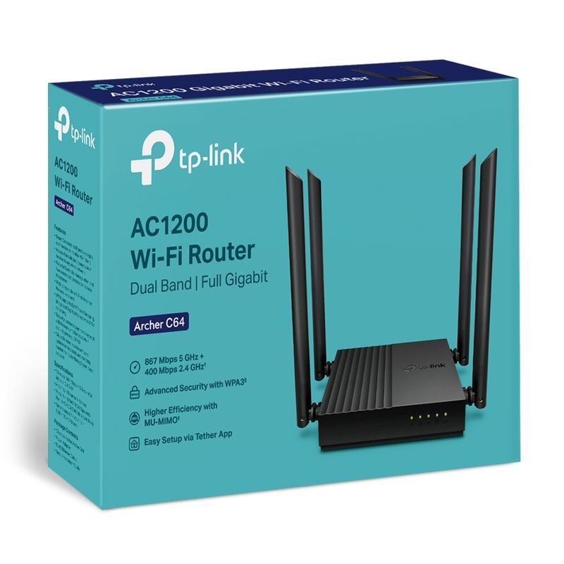 TP-Link-Archer-C64-router-wireless-Gigabit-Ethernet-Dual-band--2.4-GHz-5-GHz--Nero