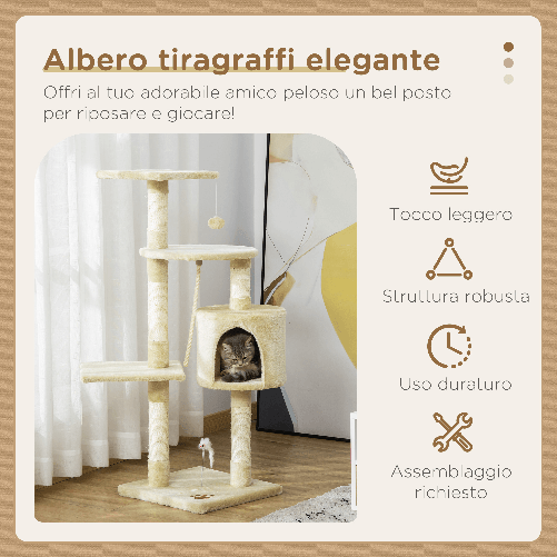 PawHut-Albero-Tiragraffi-per-Gatti-con-Cassetta-Pallina-Corda-per-Gioco-e-Relax-75x40x112-cm-Beige