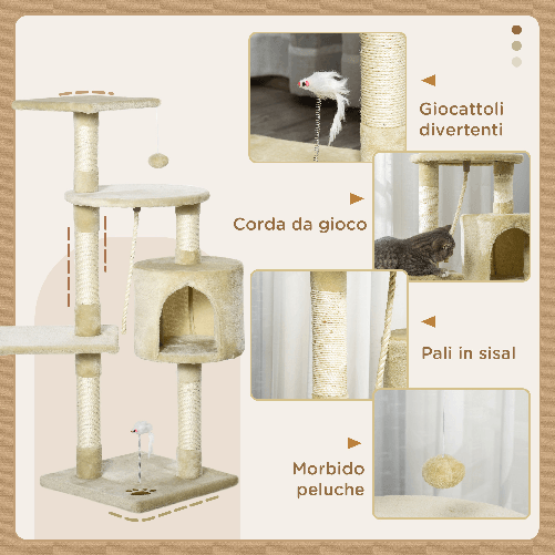 PawHut-Albero-Tiragraffi-per-Gatti-con-Cassetta-Pallina-Corda-per-Gioco-e-Relax-75x40x112-cm-Beige