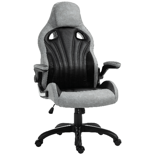 Vinsetto-Sedia-da-Ufficio-Poltrona-Gaming-Ergonomica-con-Schienale-Alto-Girevole-e-Altezza-Regolabile-Nero-e-Grigio