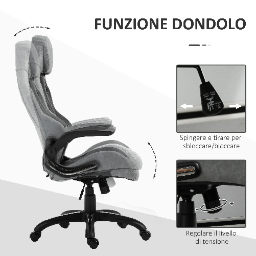Vinsetto-Sedia-da-Ufficio-Poltrona-Gaming-Ergonomica-con-Schienale-Alto-Girevole-e-Altezza-Regolabile-Nero-e-Grigio