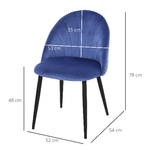 HOMCOM-Set-2-Sedie-Sala-da-Pranzo-e-Soggiorno-Imbottite-Design-Nordico-ed-Ergonomico-in-Metallo-e-Velluto-Blu-52x54x79-cm