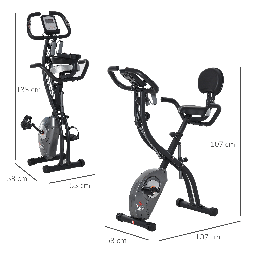 HOMCOM-Cyclette-Pieghevole-con-Schienale-Bande-Elastiche-e-8-Livelli-di-Intensita-Regolabile-Cyclette-Professionale-con-Display-LCD-Porta-Cellulare-e-Ruote-di-Trasporto