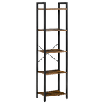 HOMCOM Libreria Stile Industriale a 5 Scaffali in Legno e Acciaio, 40x30x154cm - Marrone Rustico