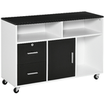 HOMCOM-Mobile-Porta-Stampante-con-Cassetti-Mobiletto-Multiuso-Nero-e-Bianco