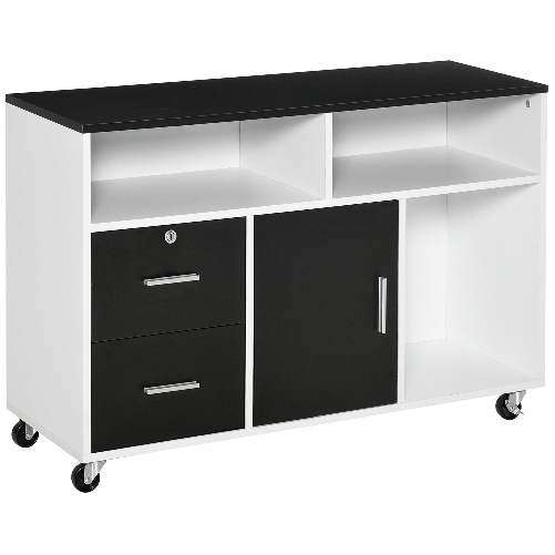 HOMCOM-Mobile-Porta-Stampante-con-Cassetti-Mobiletto-Multiuso-Nero-e-Bianco