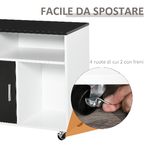 HOMCOM-Mobile-Porta-Stampante-con-Cassetti-Mobiletto-Multiuso-Nero-e-Bianco