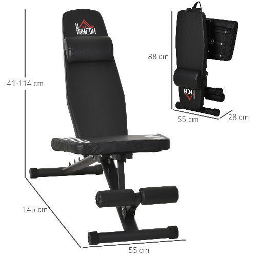 HOMCOM-Panca-Pesi-Pieghevole-con-Schienale-e-Seduta-Inclinabile-Panca-Multifunzione-per-Palestra-e-Casa-in-Acciaio