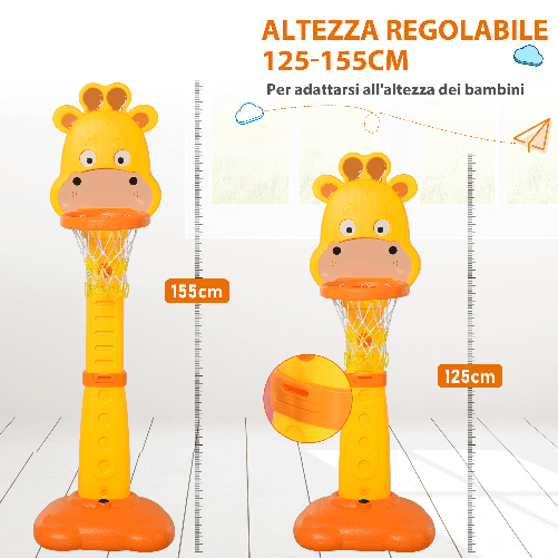 HOMCOM-Centro-Attivita-per-Bambini-a-Forma-di-Giraffa-con-Canestro-e-Accessori-Arancione