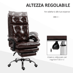 Vinsetto-Poltrona-Ufficio-Presidenziale-Similpelle-Marrone-Stile-Chesterfield-Schienale-Reclinabile-135°-e-Poggiapiedi