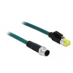 DeLOCK - Netzwerkkabel - M12 (4-polig) (M) bis RJ-45 (M) - 1,0m - SF/UTP - halogenfrei - Wasserblau (85441)