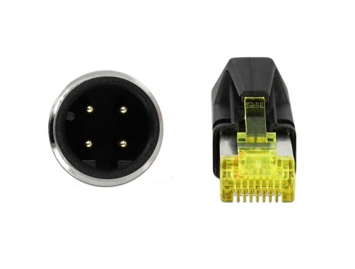 DeLOCK---Netzwerkkabel---M12--4-polig---M--bis-RJ-45--M----10m---SF-UTP---halogenfrei---Wasserblau--85441-