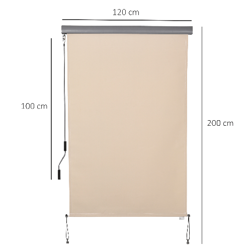 Outsunny-Tenda-Avvolgibile-Parasole-con-Manovella-Installazione-a-Muro-o-Soffitto-120x200cm-Beige