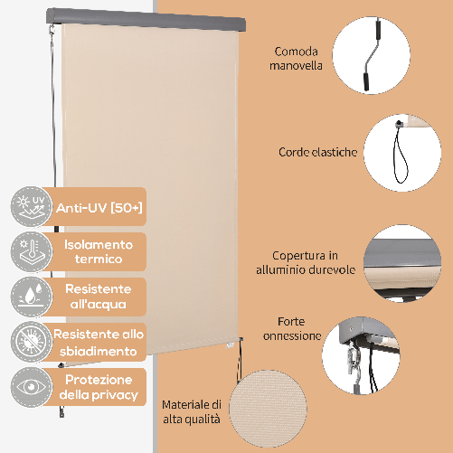 Outsunny-Tenda-Avvolgibile-Parasole-con-Manovella-Installazione-a-Muro-o-Soffitto-120x200cm-Beige