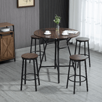 HOMCOM-Set-da-Pranzo-con-Tavolo-e-4-Sgabelli-in-Stile-Industriale-Legno-e-Acciaio-Colore-Noce