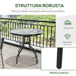 Outsunny-Tavolino-da-Giardino-con-Piano-in-Vetro-Temperato-e-Foro-per-Ombrellone-Acciaio-Ф80-x-72-cm-Nero