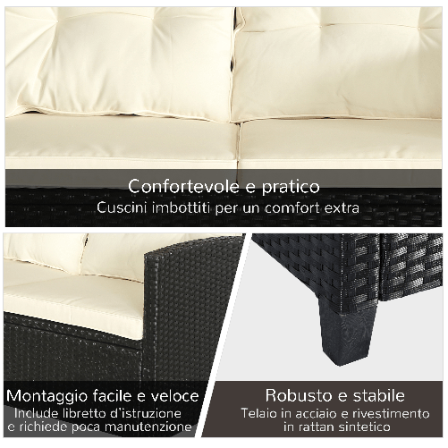 Outsunny-Set-Mobili-da-Giardino-4-Pezzi-in-Rattan-PE-e-Tavolino-Divano-e-Poltrone-Imbottiti-Nero-e-Beige-124x68x76cm