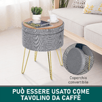 HOMCOM-Pouf-Contenitore-2-in-1-con-Funzione-Sgabello-e-Tavolino-in-Legno-e-Tessuto-Grigio-Metallo-con-Finitura-Oro-36x36x45cm