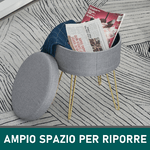 HOMCOM-Pouf-Contenitore-2-in-1-con-Funzione-Sgabello-e-Tavolino-in-Legno-e-Tessuto-Grigio-Metallo-con-Finitura-Oro-36x36x45cm