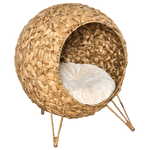 PawHut Cesta per Gatti Adulti Fino a 5kg, Cuccia per Gatti in Rattan Sintetico Marrone ?52x58cm