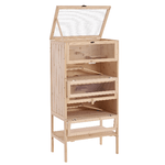 PawHut Gabbia per Roditori e Criceti a 4 Ripiani con Tetto Apribile in Legno 60x40x120cm