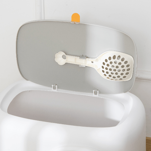 PawHut-Lettiera-per-Gatti-Apribile-in-PP-con-Paletta-e-Coperchio-Inclusi-55x40x39cm-Bianca-e-Grigia