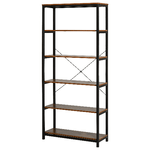 HOMCOM Libreria Verticale in Stile Industriale Vintage, Scaffale Salvaspazio con 6 Mensole in Legno e Metallo Nero, 80x30x180cm