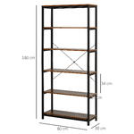 HOMCOM-Libreria-Verticale-in-Stile-Industriale-Vintage-Scaffale-Salvaspazio-con-6-Mensole-in-Legno-e-Metallo-Nero-80x30x180cm