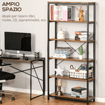 HOMCOM-Libreria-Verticale-in-Stile-Industriale-Vintage-Scaffale-Salvaspazio-con-6-Mensole-in-Legno-e-Metallo-Nero-80x30x180cm