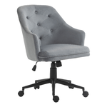 Vinsetto Sedia da Ufficio Girevole Ergonomica con Ruote e Altezza Regolabile, Rivestimento in Velluto, 63x64x88-96cm, Grigio