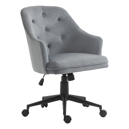 Vinsetto-Sedia-da-Ufficio-Girevole-Ergonomica-con-Ruote-e-Altezza-Regolabile-Rivestimento-in-Velluto-63x64x88-96cm-Grigio