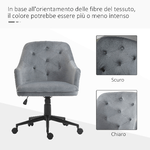 Vinsetto-Sedia-da-Ufficio-Girevole-Ergonomica-con-Ruote-e-Altezza-Regolabile-Rivestimento-in-Velluto-63x64x88-96cm-Grigio