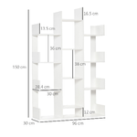 HOMCOM-Mobile-Libreria-ad-Albero-con-13-Ripiani-in-Legno-Truciolare-96x30x150cm