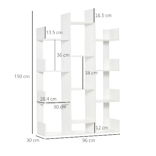 HOMCOM-Mobile-Libreria-ad-Albero-con-13-Ripiani-in-Legno-Truciolare-96x30x150cm