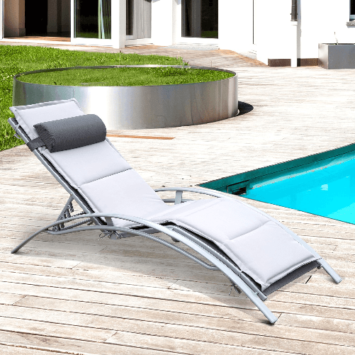 Outsunny-Sdraio-da-Giardino-Reclinabile-su-5-Livelli-con-Cuscino-Rimovibile-Alluminio-e-Texteline-170x64x82cm-Grigio-Chiaro