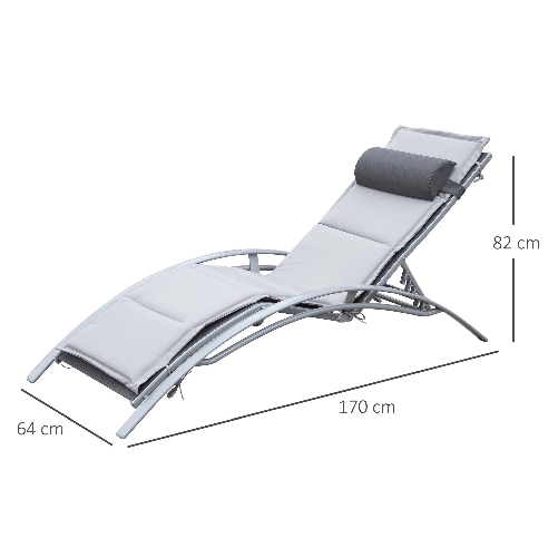 Outsunny-Sdraio-da-Giardino-Reclinabile-su-5-Livelli-con-Cuscino-Rimovibile-Alluminio-e-Texteline-170x64x82cm-Grigio-Chiaro